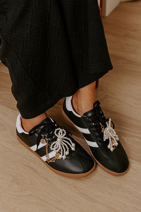 The Kimber Faux Leather Charm Sneakers in Black