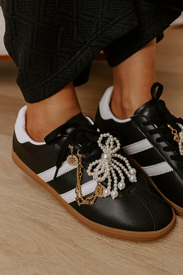 The Kimber Faux Leather Charm Sneakers in Black
