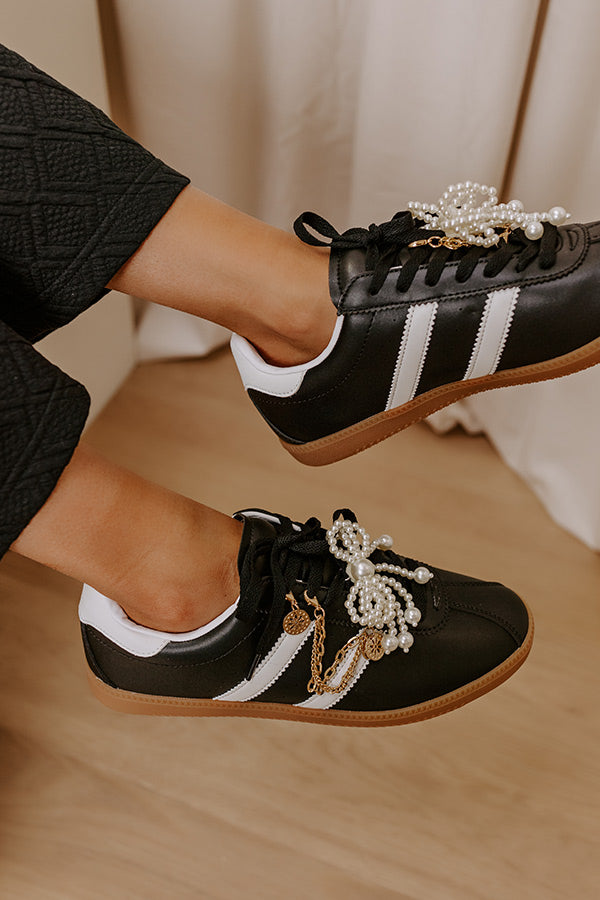 The Kimber Faux Leather Charm Sneakers in Black