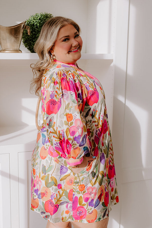 Life In Full Bloom Mini Dress in Pink Curves