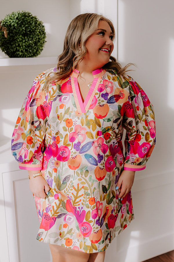 Life In Full Bloom Mini Dress in Pink Curves