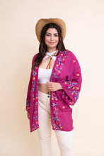 Load image into Gallery viewer, Pink Anemone Garland Embroidered Kimono
