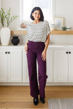 Load image into Gallery viewer, Petunia High Rise Wide Leg Jeans in Plum
