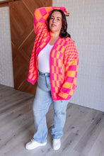 Load image into Gallery viewer, Noticed in Neon Checkered Cardigan in Pink and Orange
