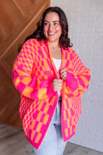 Load image into Gallery viewer, Noticed in Neon Checkered Cardigan in Pink and Orange
