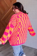 Load image into Gallery viewer, Noticed in Neon Checkered Cardigan in Pink and Orange
