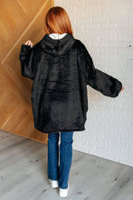 Load image into Gallery viewer, Oversized Velour Blanket Hoodie in Black
