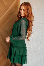 Load image into Gallery viewer, Starlit Glow V-Neck Tiered Dress in Hunter Green
