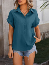 Load image into Gallery viewer, Textured  Cap Sleeve Shirt
