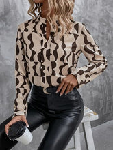 Load image into Gallery viewer, Printed Notched Long Sleeve Blouse
