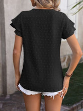 Load image into Gallery viewer, Swiss Dot Tie-Neck Flutter Sleeve Blouse

