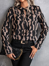 Load image into Gallery viewer, Printed Notched Long Sleeve Blouse
