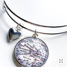 Load image into Gallery viewer, Quad Cities Map Charm Bracelet - The Catalina Rose 
