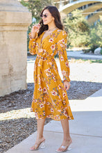 Load image into Gallery viewer, Floral Tie Back Flounce Sleeve Dress
