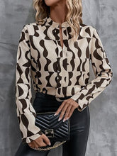 Load image into Gallery viewer, Printed Notched Long Sleeve Blouse
